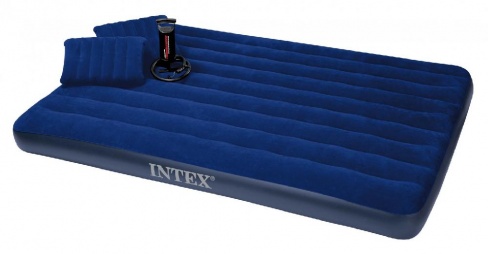 Кровать флок Classic Downy, синий, 137*191*22см Intex 68758
