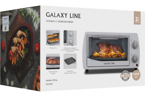 Мини- печь Galaxy 1000Вт, V 10л, таймер , белый  GL-2626 /1/ (шт.)