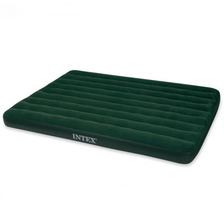Кровать флок Prestige Downy, насос на батар, зеленый, 152х203х22см Intex 66969