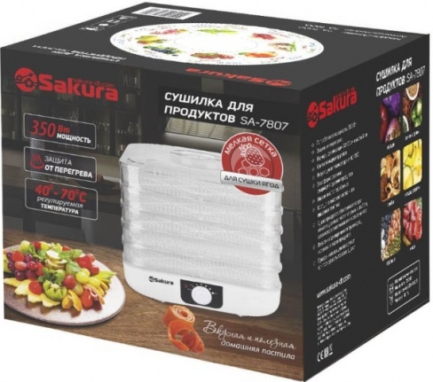 Сушилка для продуктов SAKURA 350Вт 5 ярусов  SA-7807 (шт.)