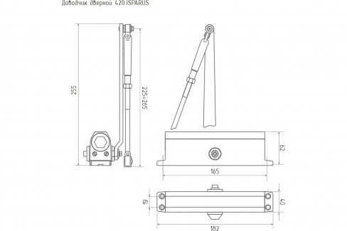 Доводчик НОРА-М 420 ISPARUS (от 40 до 90кг) (графит) морозостойкий 18758