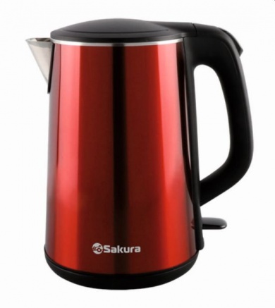 Чайник  SAKURA 1,8л  SA-2156MR диск красный металлик+черный /6/ (шт.)