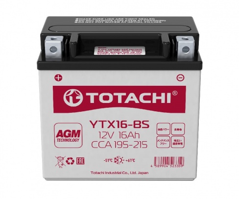 Аккумулятор TOTACHI CMF 16 а/ч YTX16-BS R AGM