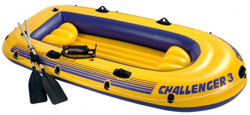 Лодка надувная Challenger 3 камеры, 295x137x43см, до 300кг, весла/насос/2 подушки INTEX 68370 /2/